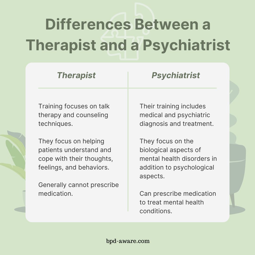 The Differences Between A Therapist And A Psychiatrist BPD Aware