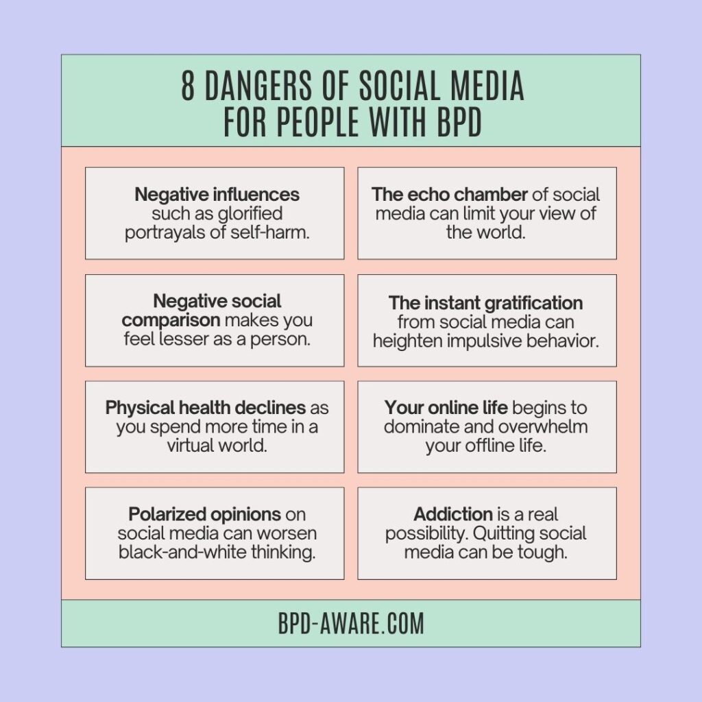 8 dangers of social media for people with BPD.