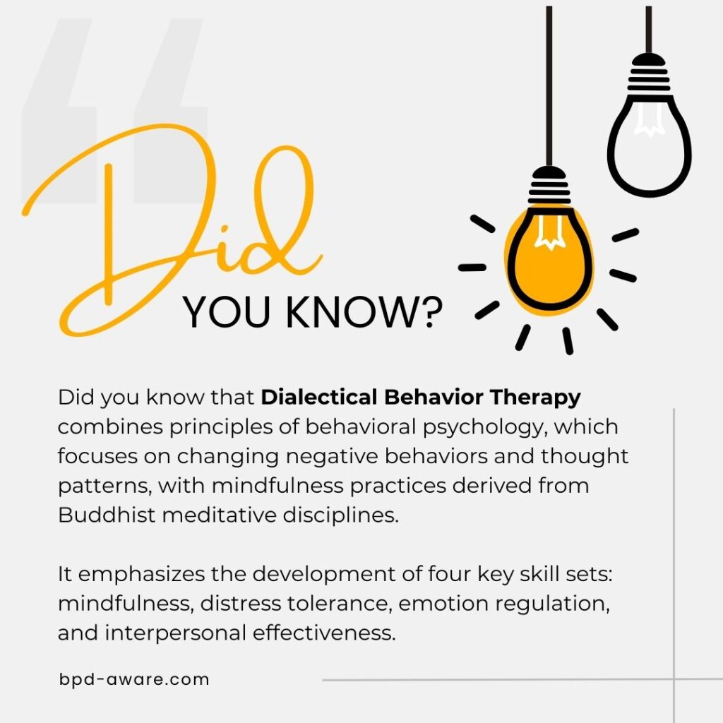 Did you know that DBT combines principles of behavioral psychology with mindfulness practices?