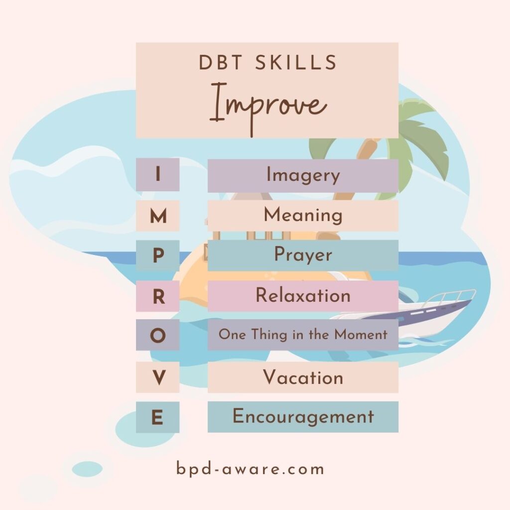 What IMPROVE stands for in DBT.