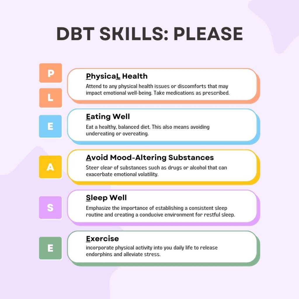 DBT Skill Please and what it stands for.