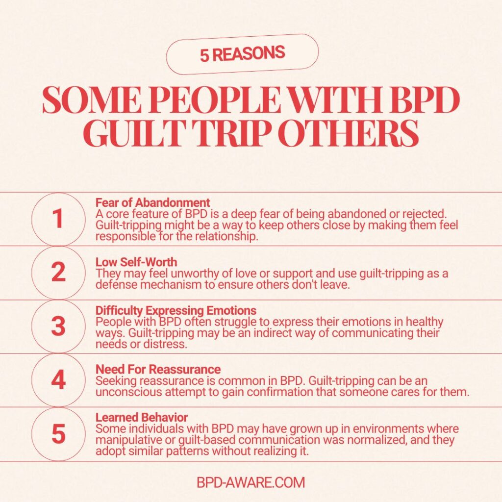 5 reasons some people with BPD guilt trip others.