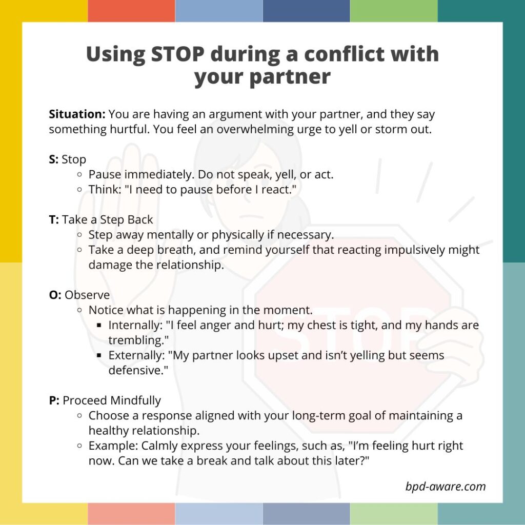 Using STOP during a conflict with your partner